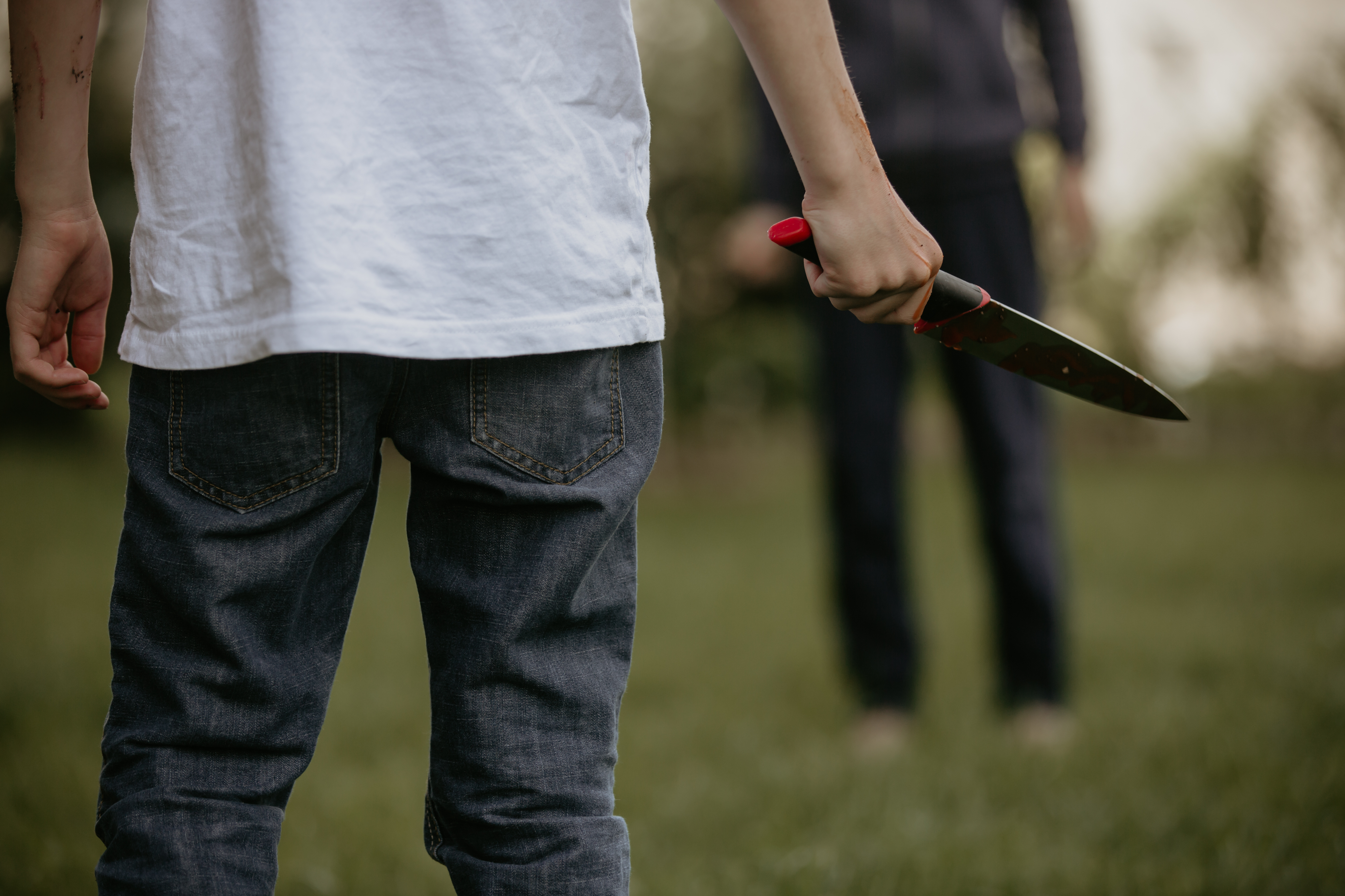 boy holding knife