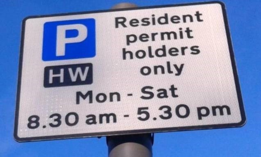 Controlled Parking Zone permit sign