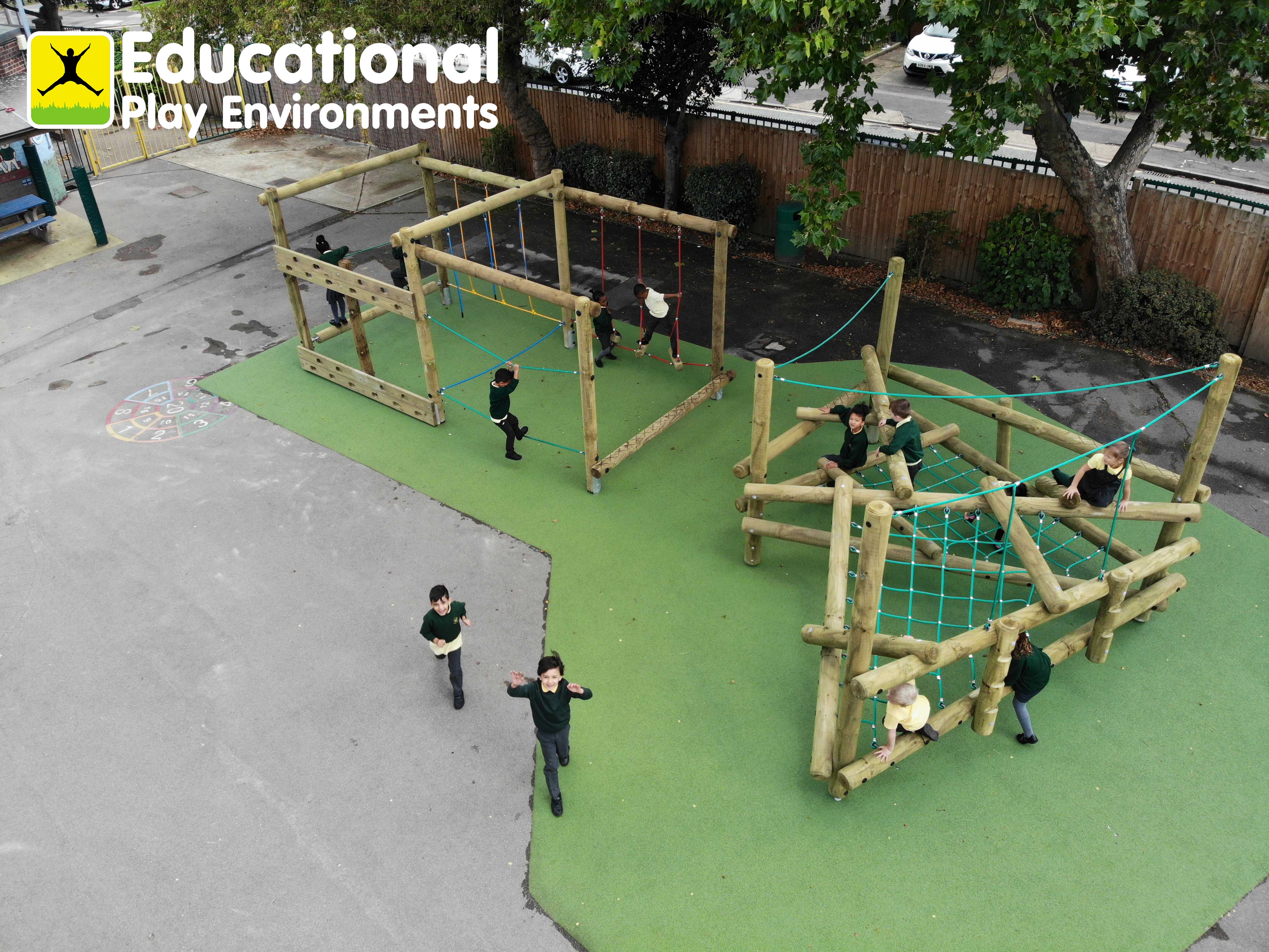 children playing on climbing frame