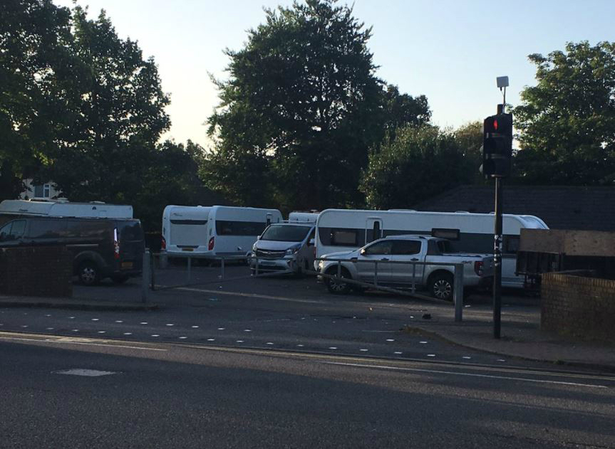 Travellers in Chadwell heath car park - credit Phil Anderson