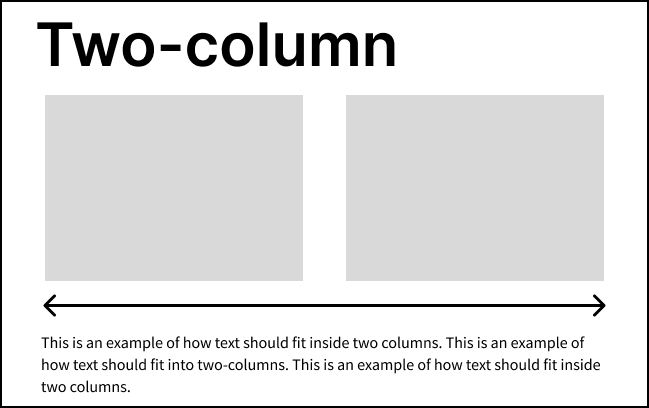 An example of how a two column layout is used when a tablet is landscape orientation