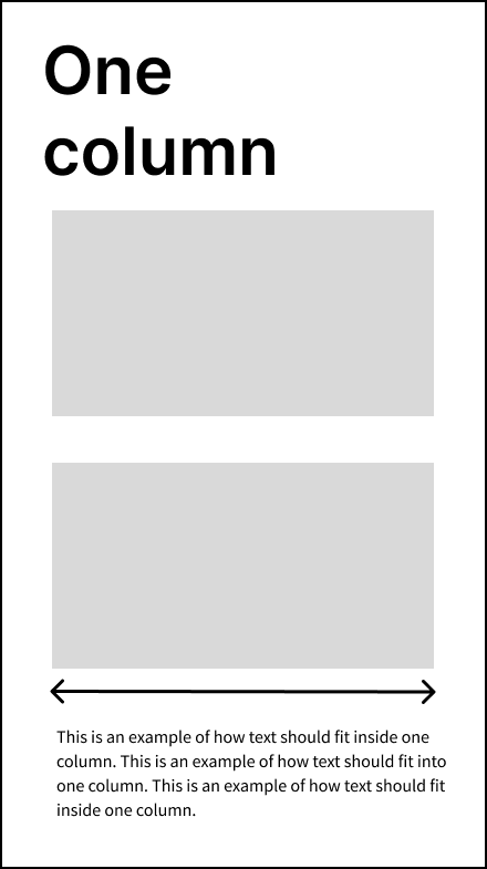 Example of the one column layout for tablet in portrait orientation