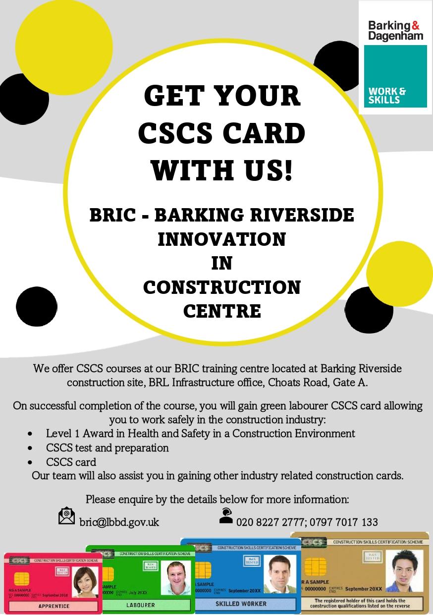 Image of BRIC CSCS Leaflet detailing their CSCS course