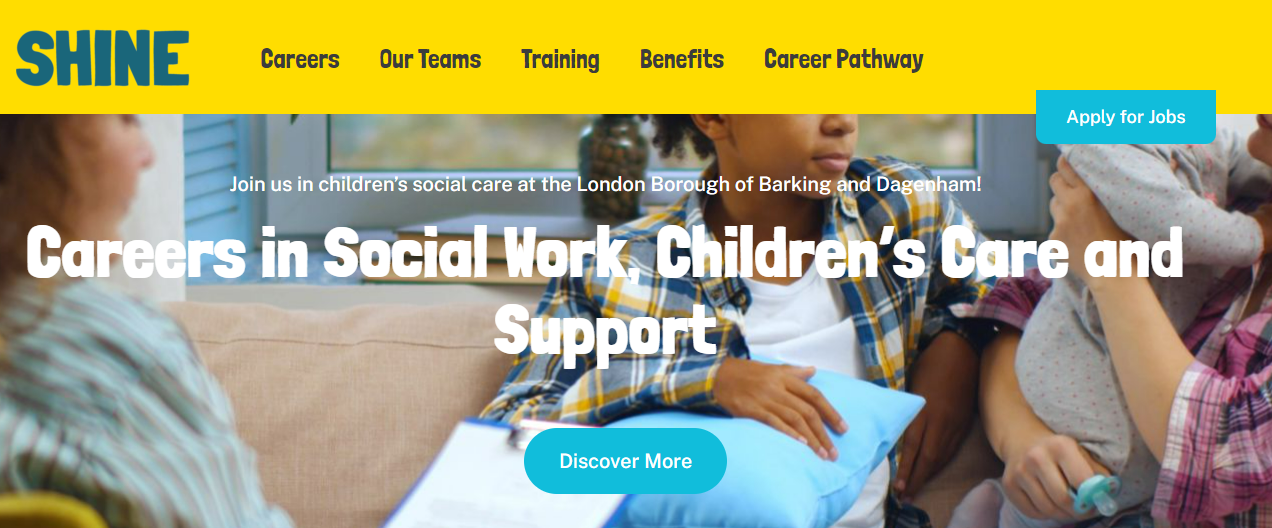 Screenshot of the Social Care Careers website. 