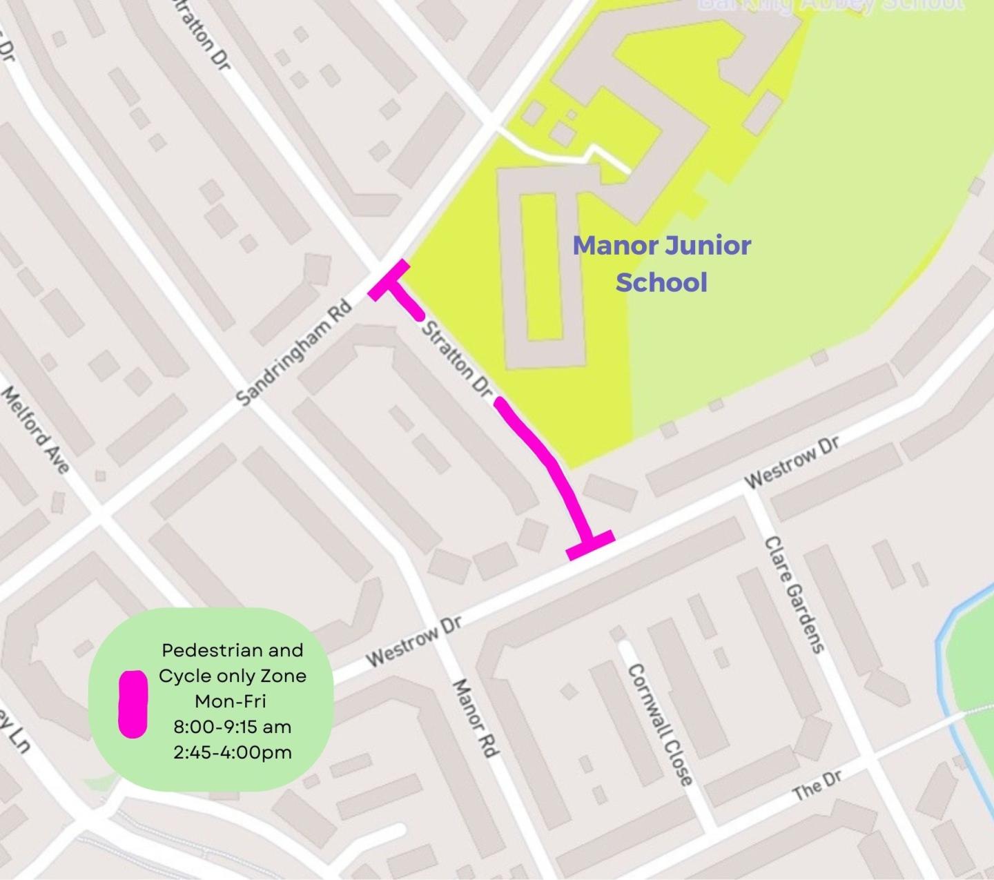 A map showing the location of the School Street for Manor Junior School