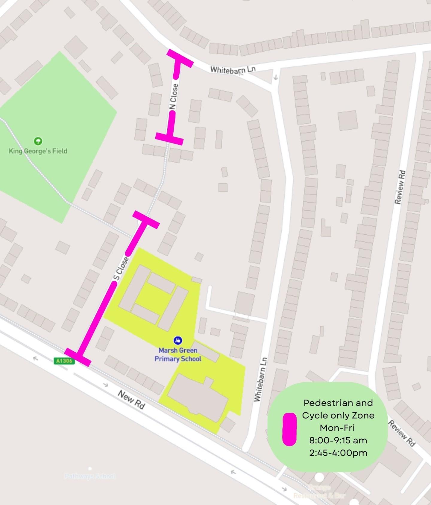 A map showing the location of the School Street for Marsh Green Primary
