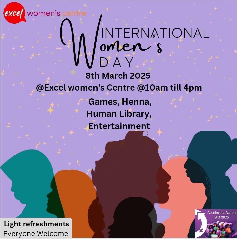 International Womens Day Poster, with image of two women smiling and details of the event