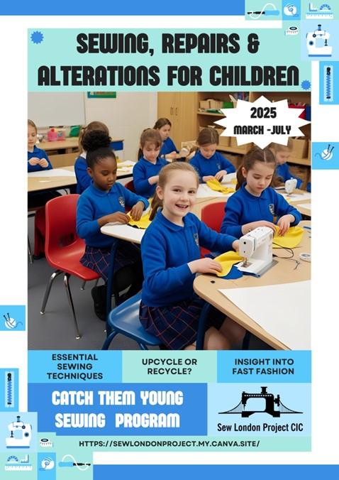 Sew London Project poster with the information from this page on