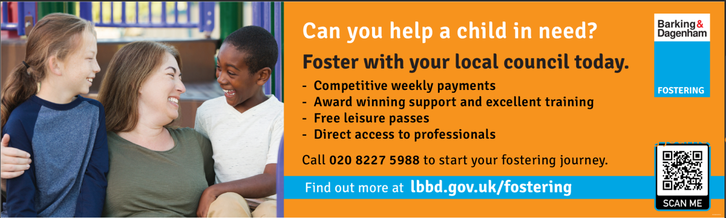 Fostering banner with information from this page