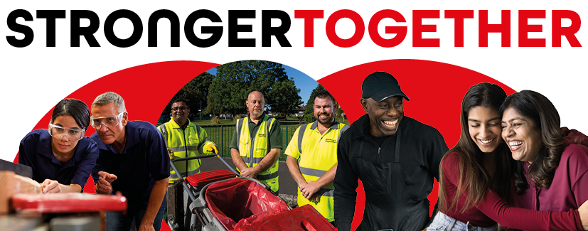 stronger togethr title card of title and images of people across the borough in different environments