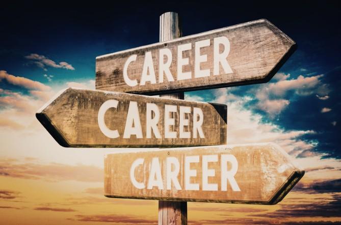 Signpost with the word career pointing to all direction