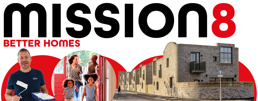 Title card for missions eight which has the title writing at the top and then pictures underneath of different people in different environments around the borough