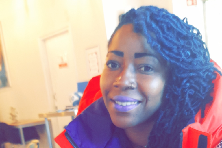 Close up of a face of a black woman