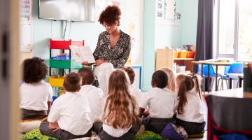 Primary school pupils in classroom