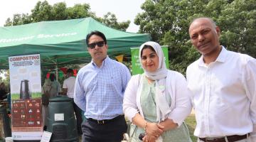 Councillor Haroon, Councillor Ashraf and Councillor Ghani at Eco Fair, Eastbrookend Country Park