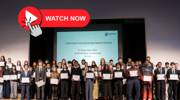 Award winners holding up awards