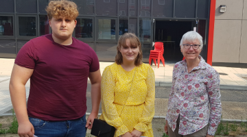 Councillor Carpenter with A-Level students