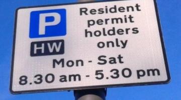 Controlled Parking Zone permit sign