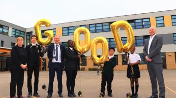staff and pupils at Eastbrook School celebrate Good Ofsted
