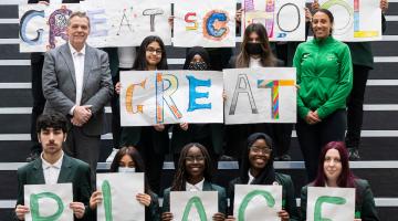 Greatfields School students with Cllr Rodwell Leader of Barking and Dagenham Council