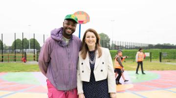 Yinka Ilori and Fiona Taylor on new playground at Parsloes Park