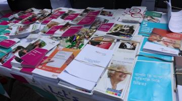 Dementia leaflets on table