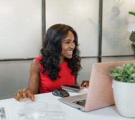 office worker smiling
