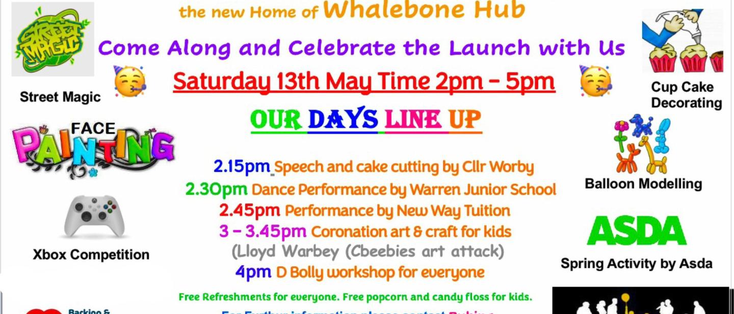 Whalebone Community Hub Launch Flyer