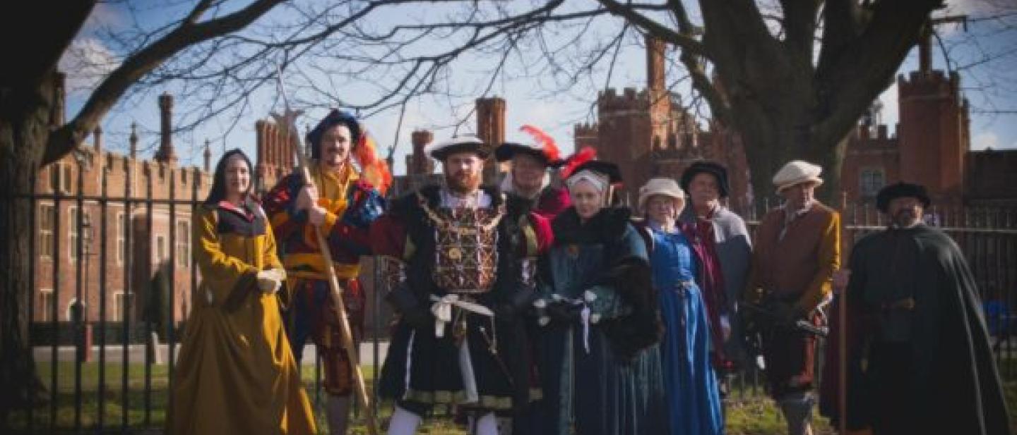 An image of King Henry VIII and other people from Tudor times