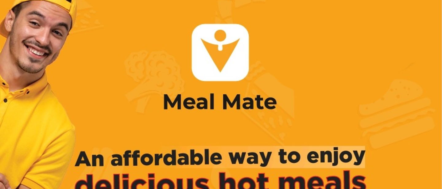 Image showing the Meal Mate logo and the text An affordable way to enjoy delicious hot meals