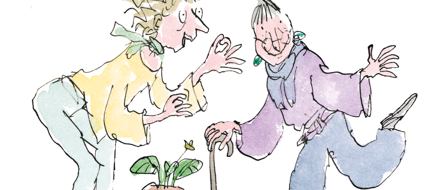 There are 2 people in this illustration, one of them is visibly sharing a tip with the other