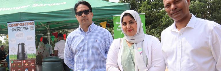 Councillor Haroon, Councillor Ashraf and Councillor Ghani at Eco Fair, Eastbrookend Country Park