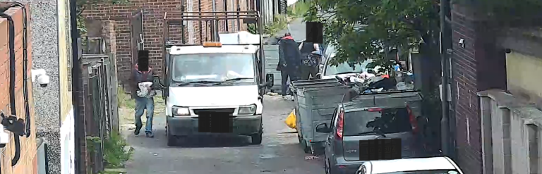 CCTV footage of fly-tipping taking place.