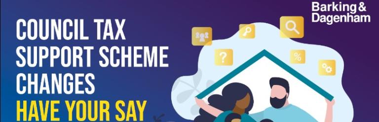 Council Tax Scheme animated family in sillouhette of house 