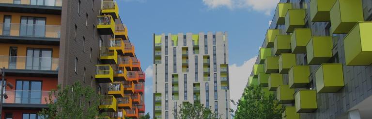 Arboretum and buildings in front of Barking Town Centre