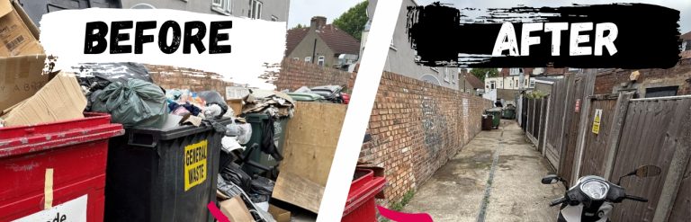Before and after fly-tipping