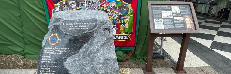 Asbestos Memorial stone outside Barking Town Hall