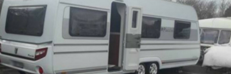 Caravans at Millennium Centre car park in Dagenham