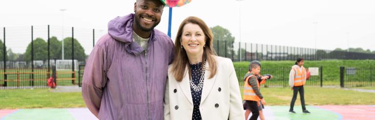Yinka Ilori and Fiona Taylor on new playground at Parsloes Park