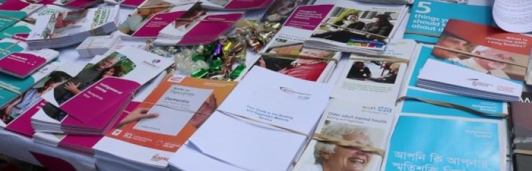 Dementia leaflets on table