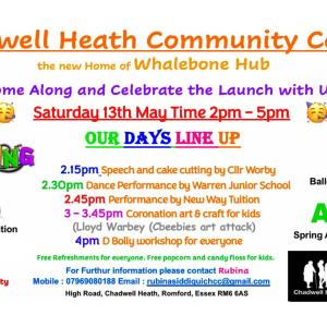 Whalebone Community Hub Launch Flyer