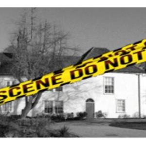 Police tape across a house