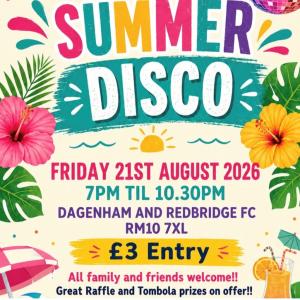 Summer disco poster with information that is on the page